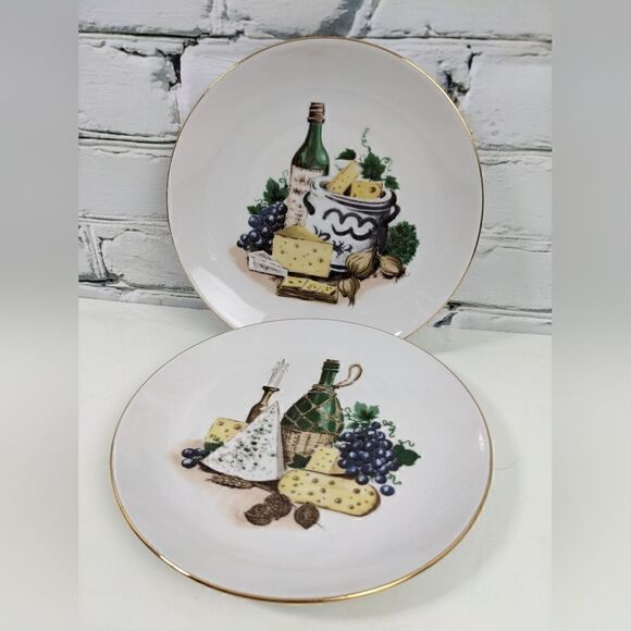 KAHLA German Democratic Republic Porcelain Cheese motifs side plate 39&42 - Picture 1 of 4